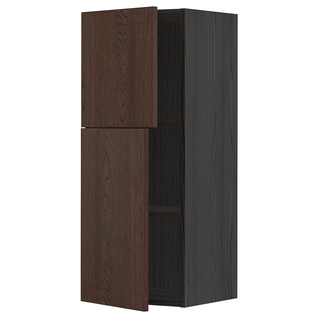 IKEA METOD МЕТОД Навесной шкаф с полками / 2 дверцы, черный / Sinarp коричневый, 40x100 см 99456005 | 994.560.05