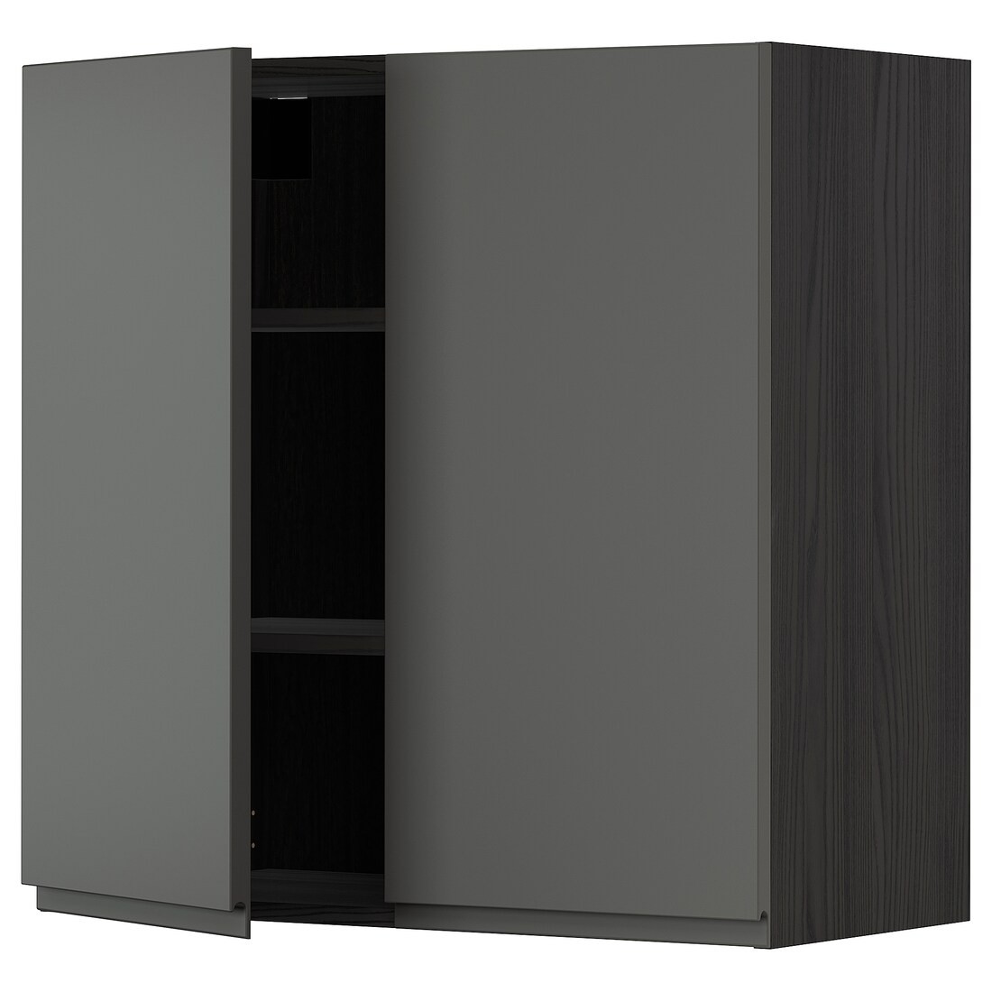 IKEA METOD МЕТОД Навесной шкаф с полками / 2 дверцы, черный / Voxtorp темно-серый, 80x80 см 89462827 | 894.628.27