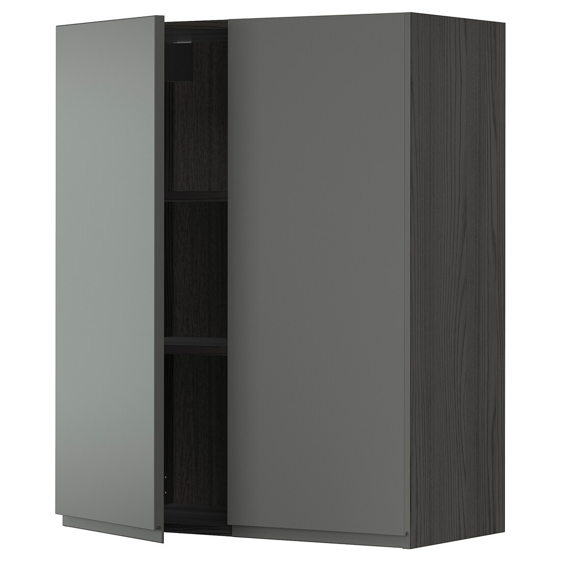 IKEA METOD МЕТОД Навесной шкаф с полками / 2 дверцы, черный / Voxtorp темно-серый, 80x100 см 49467817 494.678.17