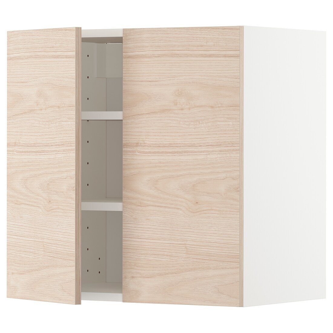 IKEA METOD МЕТОД Навесной шкаф с полками / 2 дверцы, белый / Askersund узор светлый ясень, 60x60 см 79463568 | 794.635.68
