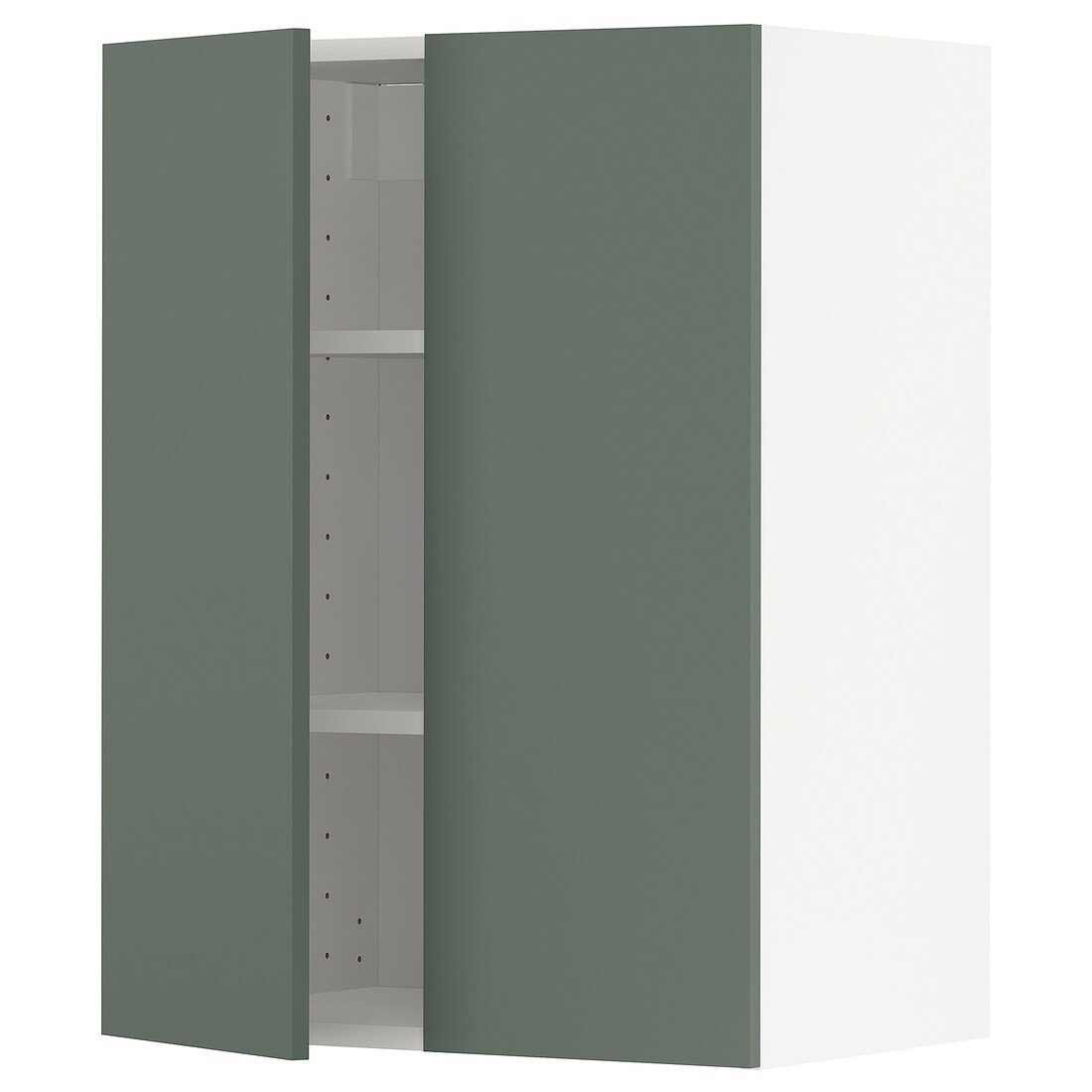 IKEA METOD МЕТОД Навесной шкаф с полками / 2 дверцы, белый / Bodarp серо-зеленый, 60x80 см 59462329 594.623.29