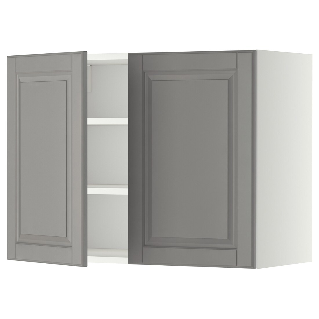 IKEA METOD МЕТОД Навесной шкаф с полками / 2 дверцы, белый / Bodbyn серый, 80x60 см 09457231 | 094.572.31