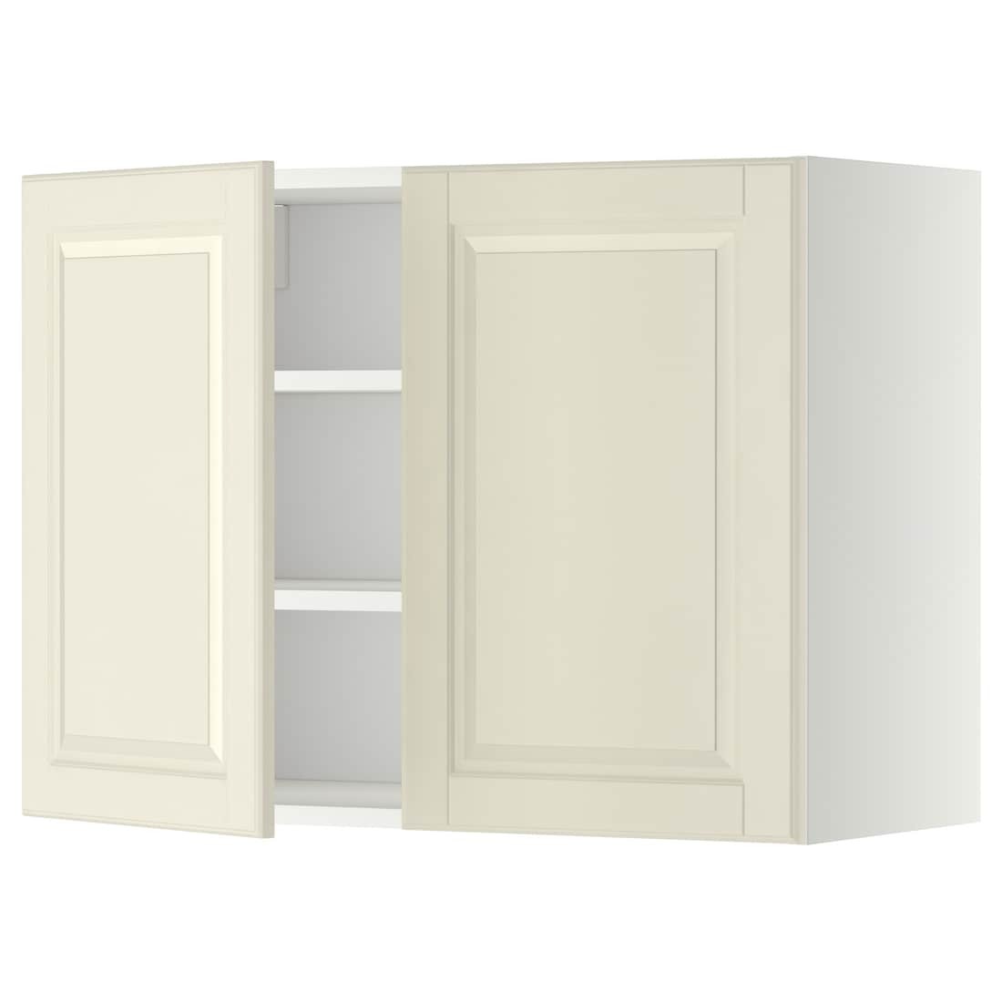 IKEA METOD МЕТОД Навесной шкаф с полками / 2 дверцы, белый / Bodbyn кремовый, 80x60 см 79461461 | 794.614.61