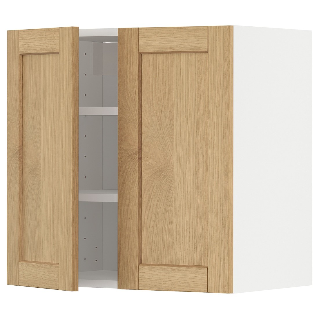 IKEA METOD Навесной шкаф с полками / 2 дверцы, белый / дуб Forsbacka, 60x60 см 99509363 995.093.63