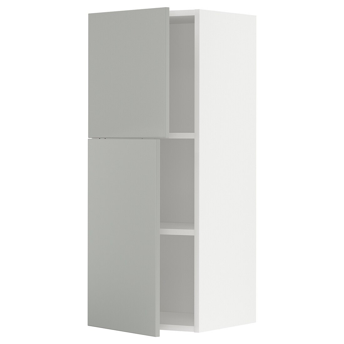 IKEA METOD Навесной шкаф с полками / 2 дверцы, белый / Хавсторп светло-серый, 40x100 см 89537979 | 895.379.79