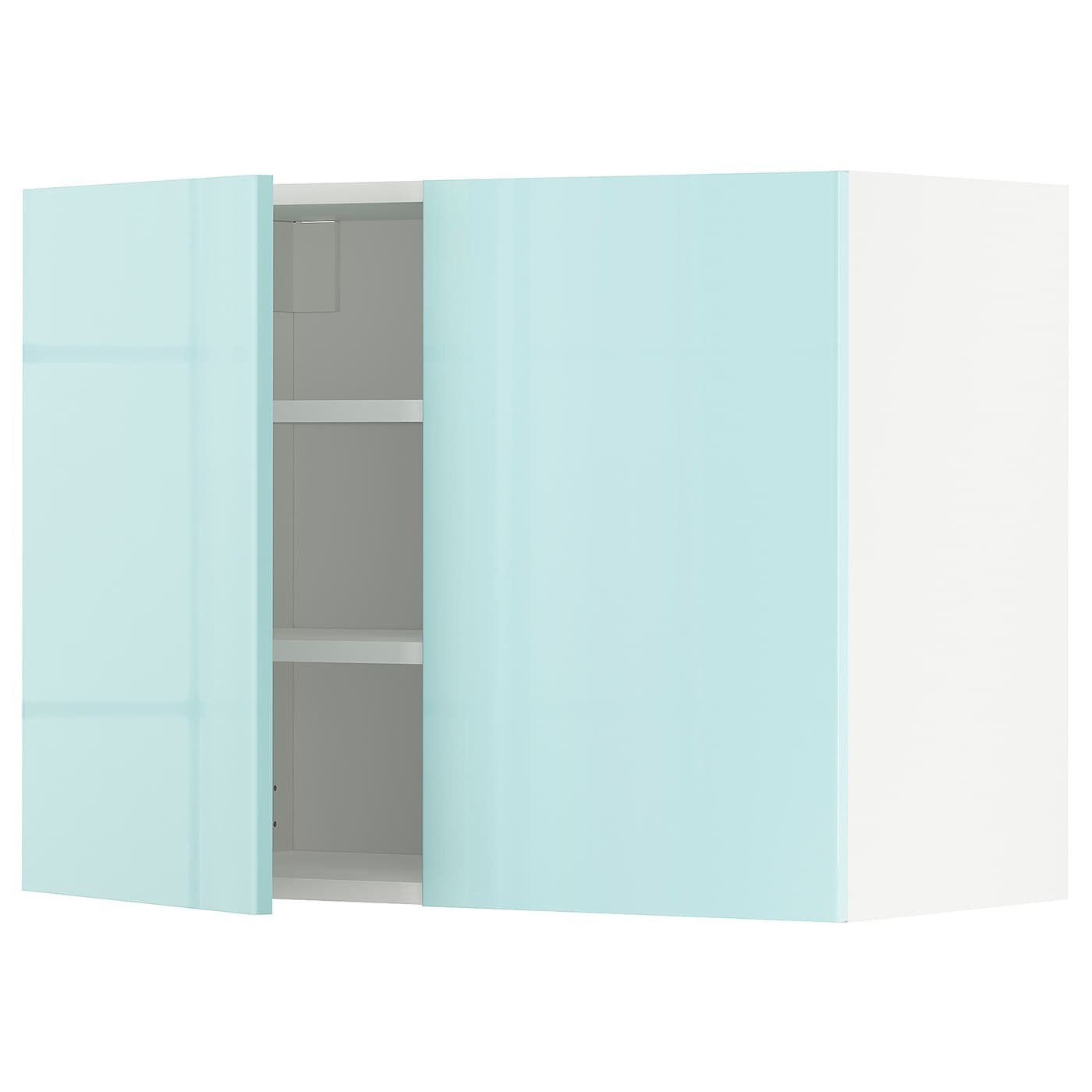 IKEA METOD МЕТОД Навесной шкаф с полками / 2 дверцы, белый Järsta / глянцнвый светло-бирюзовый, 80x60 см 19461077 | 194.610.77