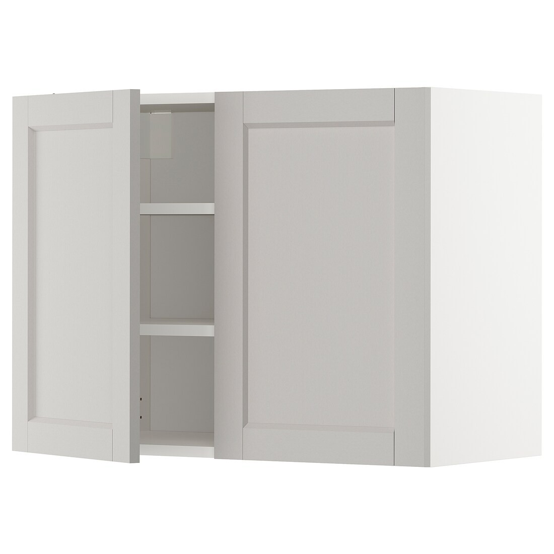 IKEA METOD МЕТОД Навесной шкаф с полками / 2 дверцы, белый / Lerhyttan светло-серый, 80x60 см 69468788 | 694.687.88