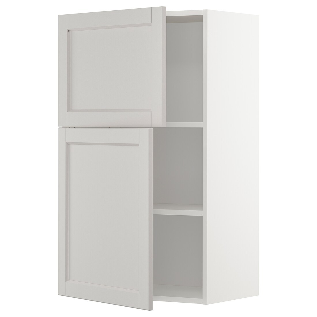 IKEA METOD МЕТОД Навесной шкаф с полками / 2 дверцы, белый / Lerhyttan светло-серый, 60x100 см 79468071 | 794.680.71
