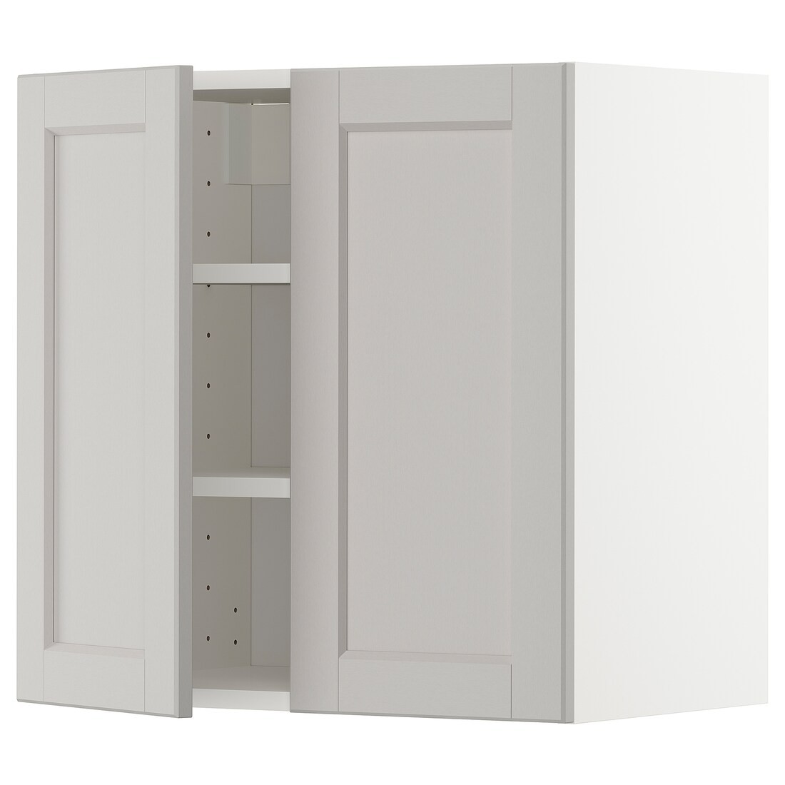 IKEA METOD МЕТОД Навесной шкаф с полками / 2 дверцы, белый / Lerhyttan светло-серый, 60x60 см 59465484 | 594.654.84