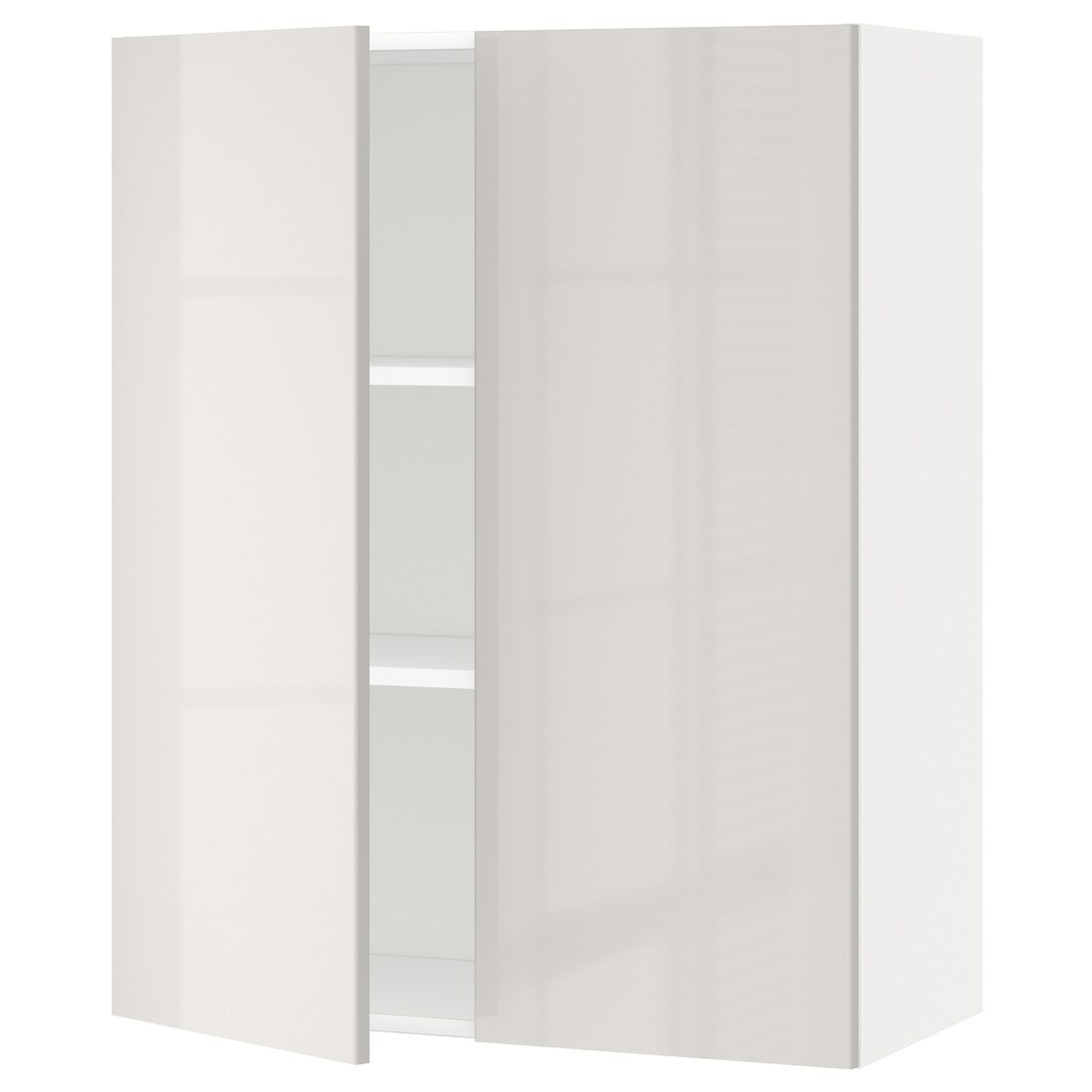 IKEA METOD МЕТОД Навесной шкаф с полками / 2 дверцы, белый / Ringhult светло-серый, 80x100 см 49459365 494.593.65