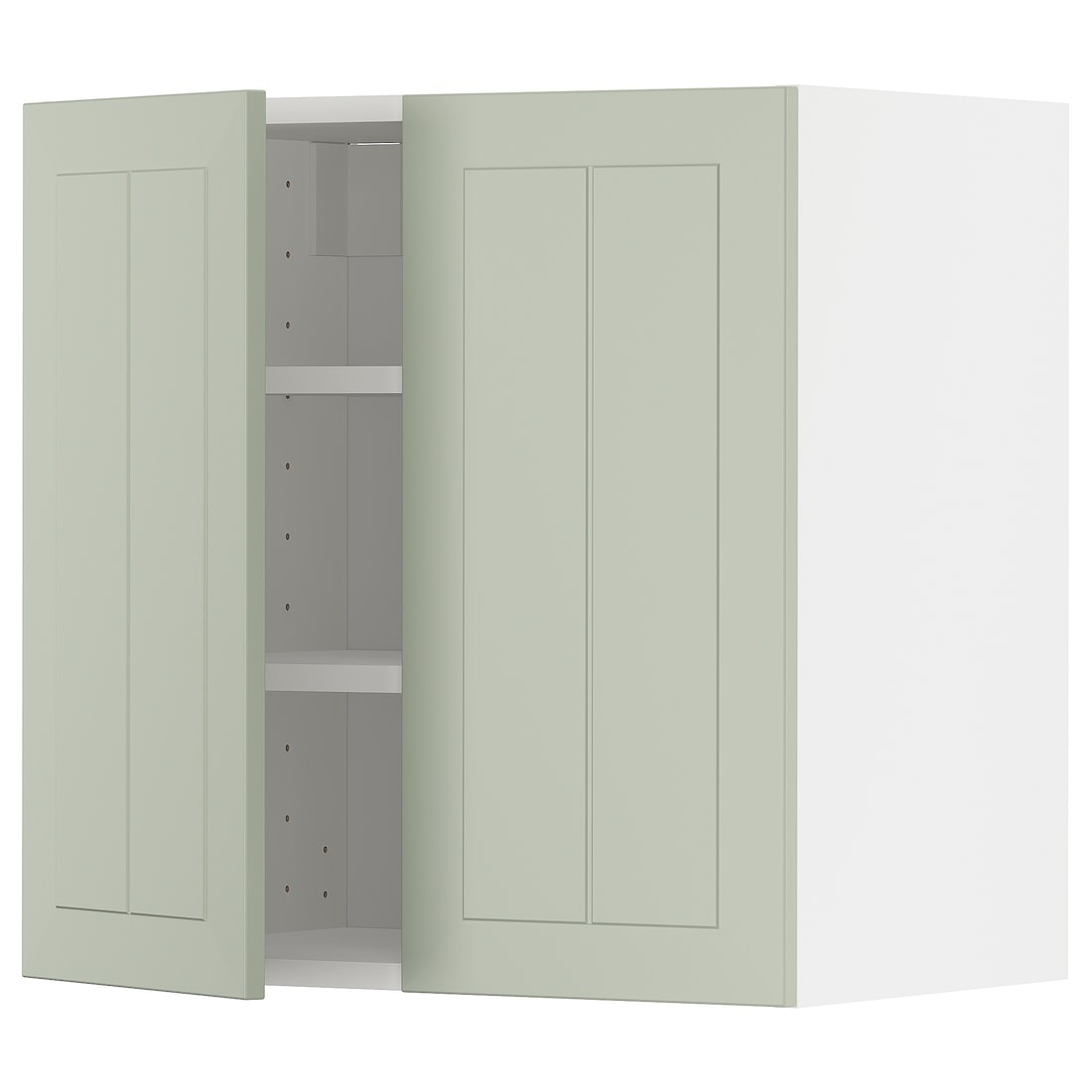 IKEA METOD МЕТОД Навесной шкаф с полками / 2 дверцы, белый / Stensund светло-зеленый, 60x60 см 29486464 | 294.864.64