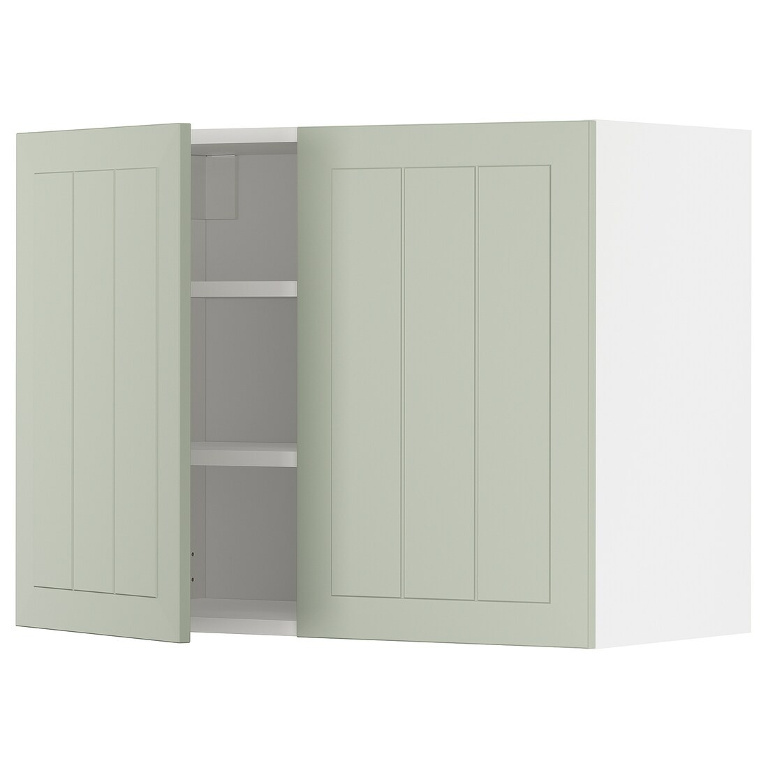 IKEA METOD МЕТОД Навесной шкаф с полками / 2 дверцы, белый / Stensund светло-зеленый, 80x60 см 99487506 | 994.875.06