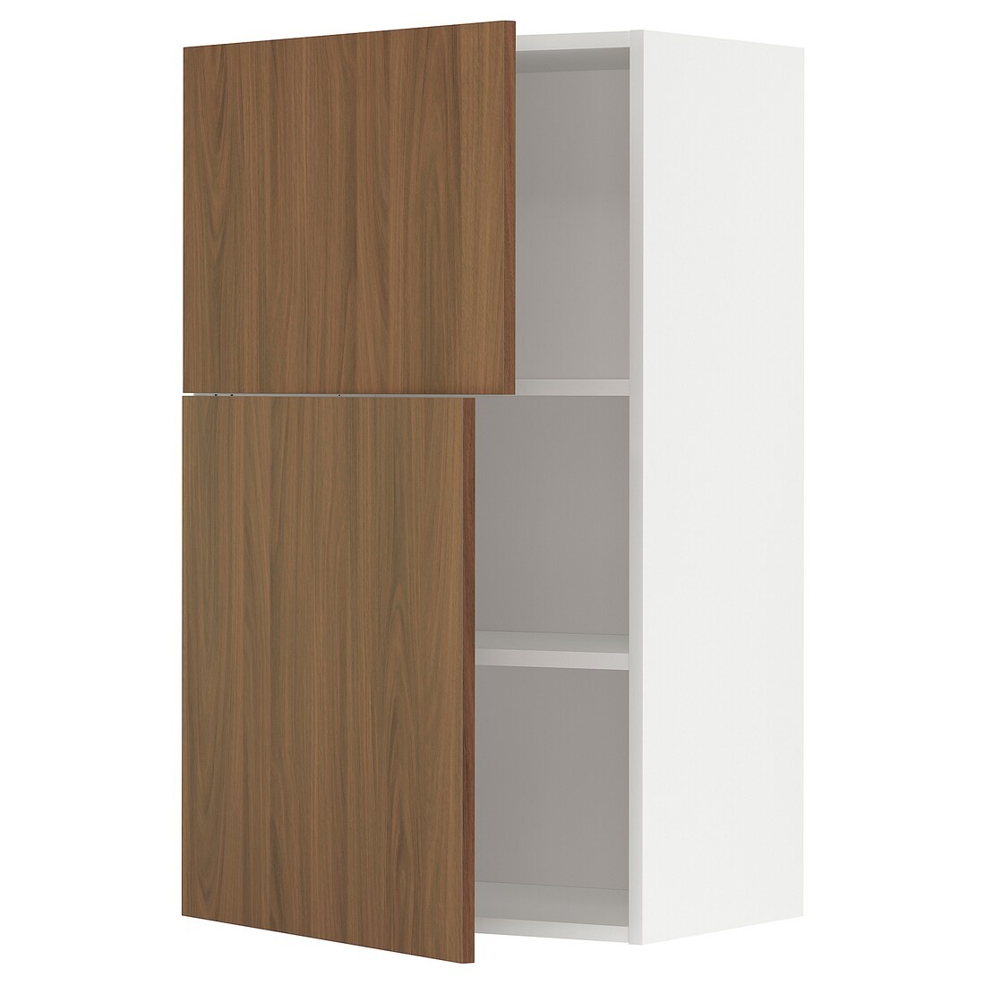 IKEA METOD Навесной шкаф с полками / 2 дверцы, белый / Имитация коричневого ореха, 60x100 см 59519043 595.190.43