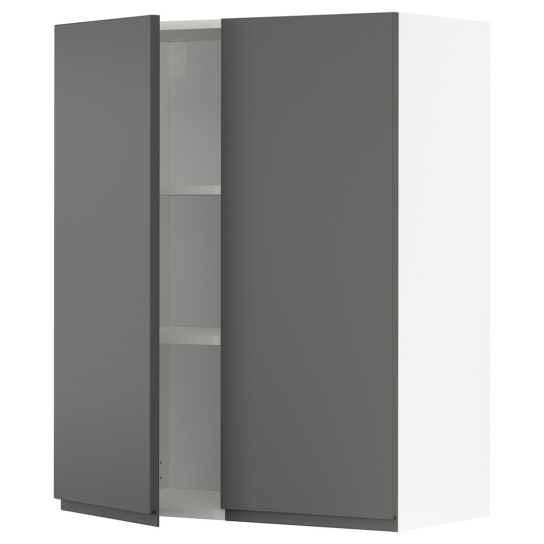IKEA METOD МЕТОД Навесной шкаф с полками / 2 дверцы, белый / Voxtorp темно-серый, 80x100 см 19455934 | 194.559.34