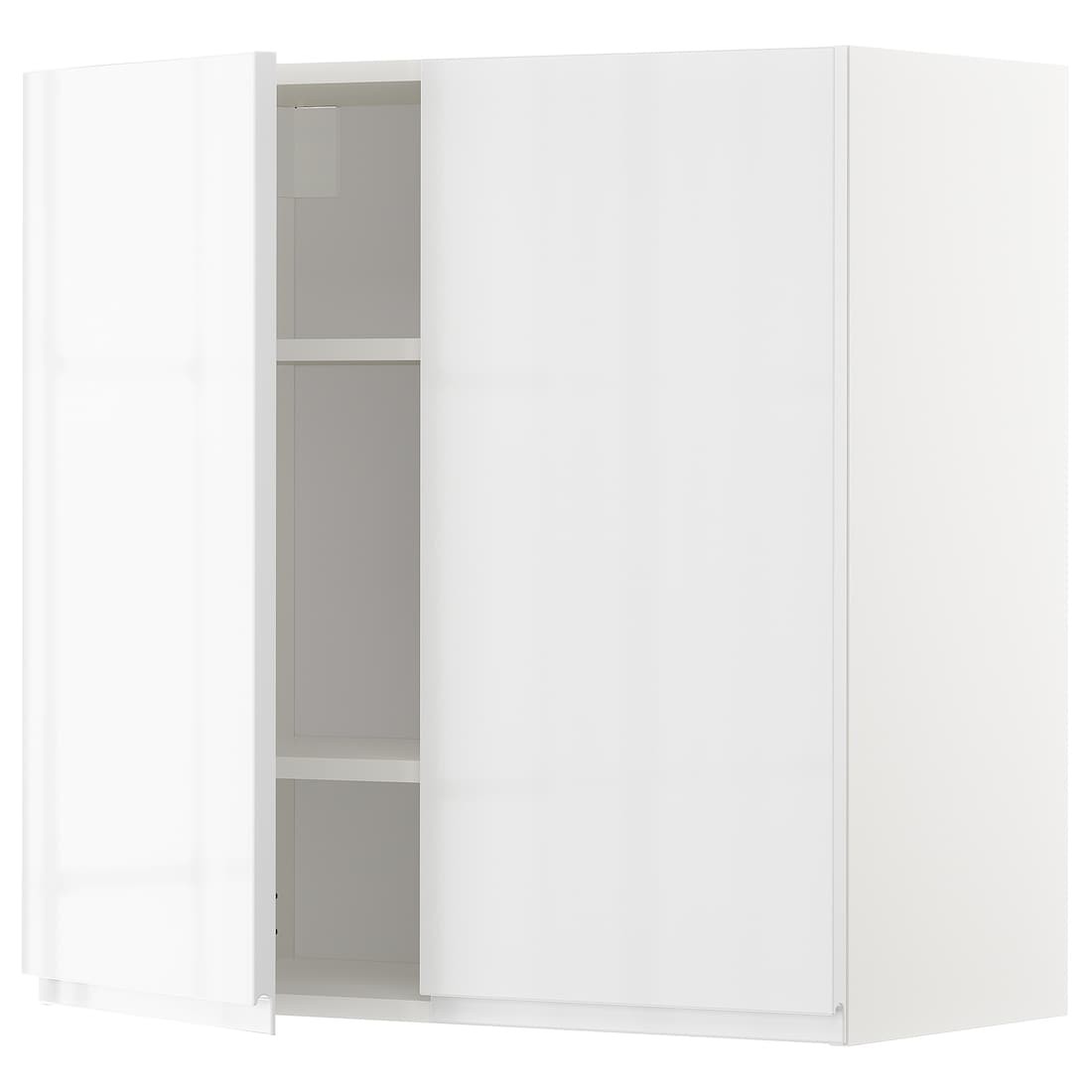 IKEA METOD МЕТОД Навесной шкаф с полками / 2 дверцы, белый / Voxtorp глянцевый / белый, 80x80 см 49470023 | 494.700.23