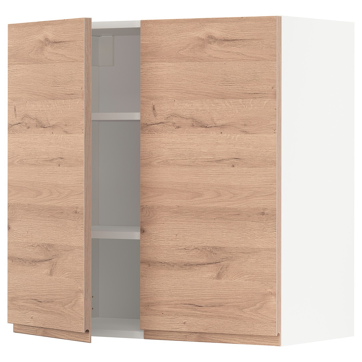 IKEA METOD МЕТОД Навесной шкаф с полками / 2 дверцы, белый / Voxtorp имитация дуб, 80x80 см 69458299 | 694.582.99