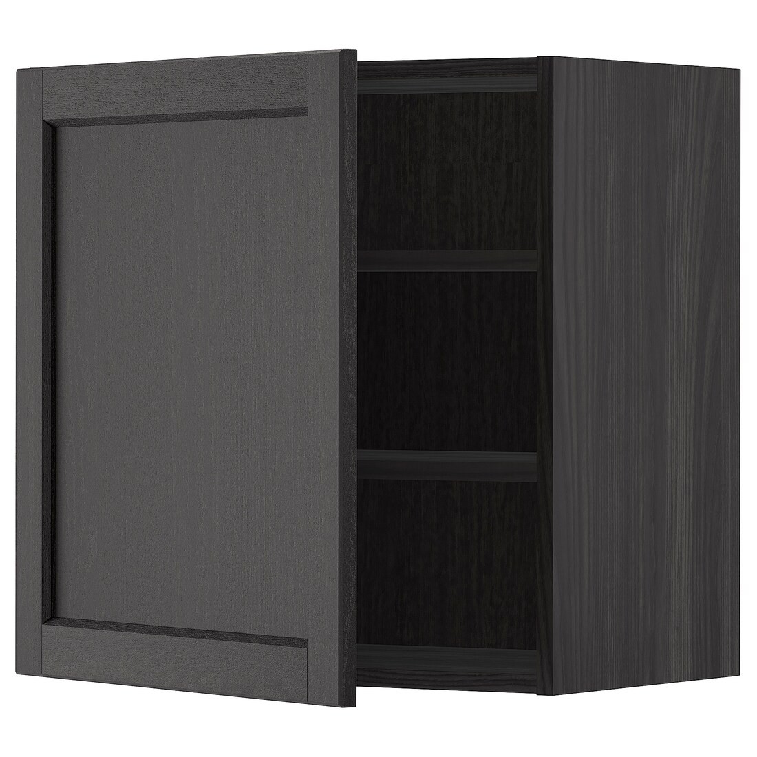 IKEA METOD МЕТОД Шкаф навесной с полками, черный / Lerhyttan черная морилка, 60x60 см 59467812 | 594.678.12