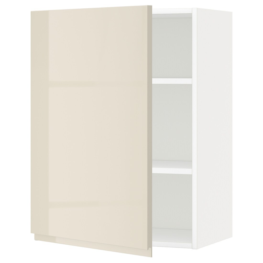 IKEA METOD МЕТОД Шкаф навесной с полками, белый / Voxtorp глянцевый светло-бежевый, 60x80 см 59459100 594.591.00