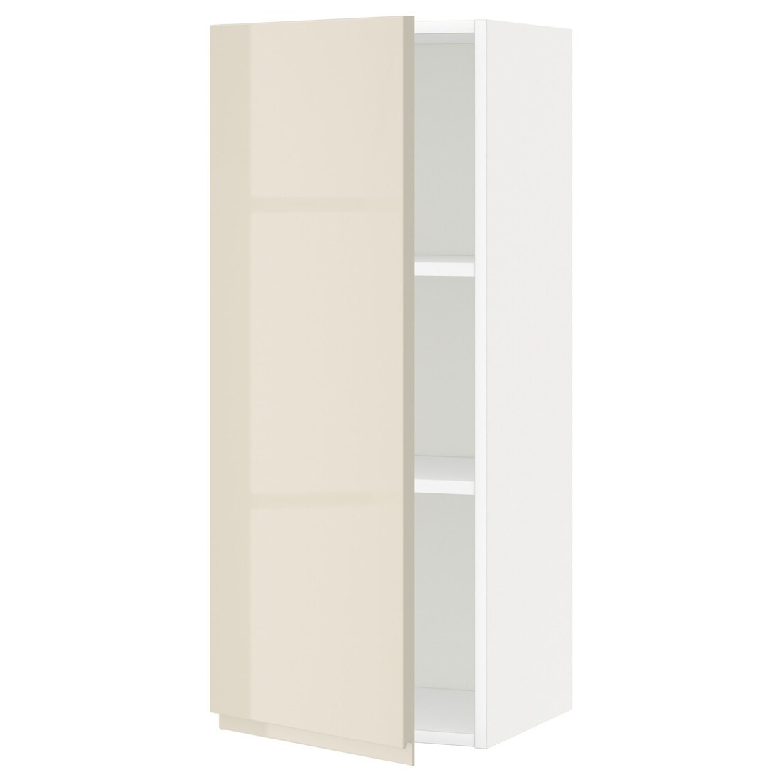 IKEA METOD МЕТОД Шкаф навесной с полками, белый / Voxtorp глянцевый светло-бежевый, 40x100 см 99455015 | 994.550.15