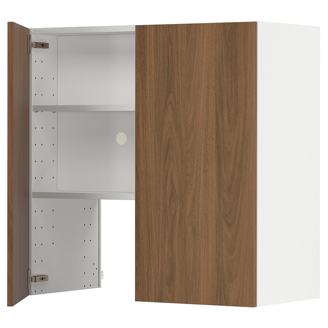IKEA METOD Навесной шкаф с полкой / дверью, белый / Имитация коричневого ореха, 80x80 см 49519487 | 495.194.87