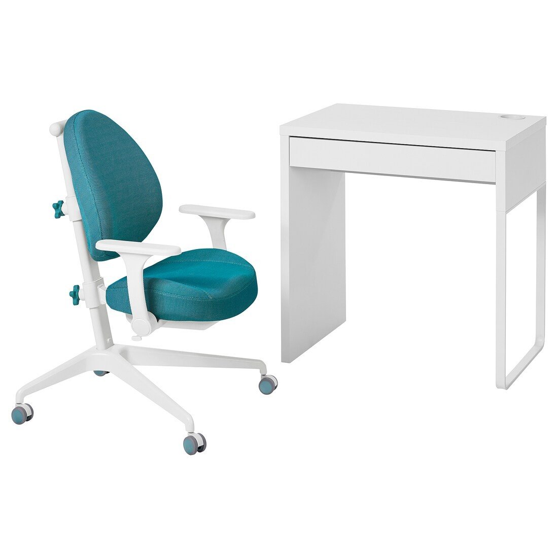 IKEA MICKE / GUNRIK Письменный стол и стул, белый / бирюзовый 99506604 995.066.04