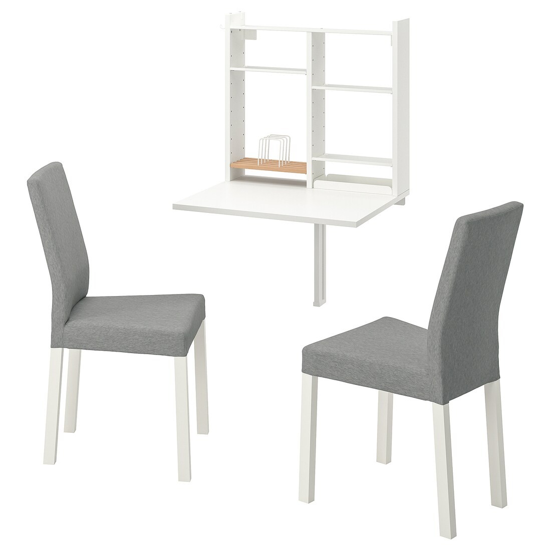 IKEA NORBERG НОРБЕРГ / KÄTTIL КЭТТИЛ Стол и 2 стула, белый / Knisa светло-серый 59480314 | 594.803.14