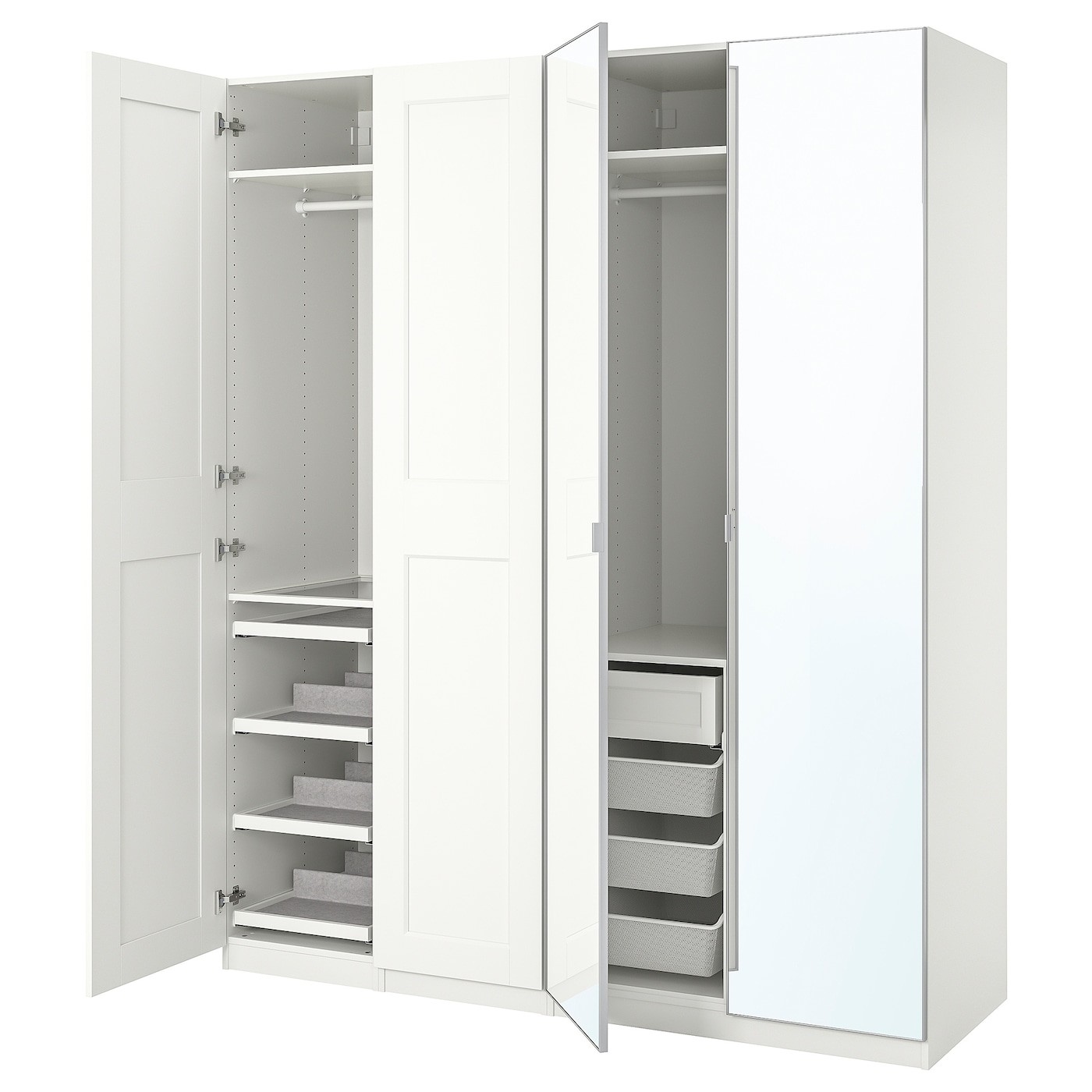 IKEA PAX / GRIMO/ÅHEIM Комбинация шкафов, белое/белое зеркало, 200x60x236 см 79336165 | 793.361.65