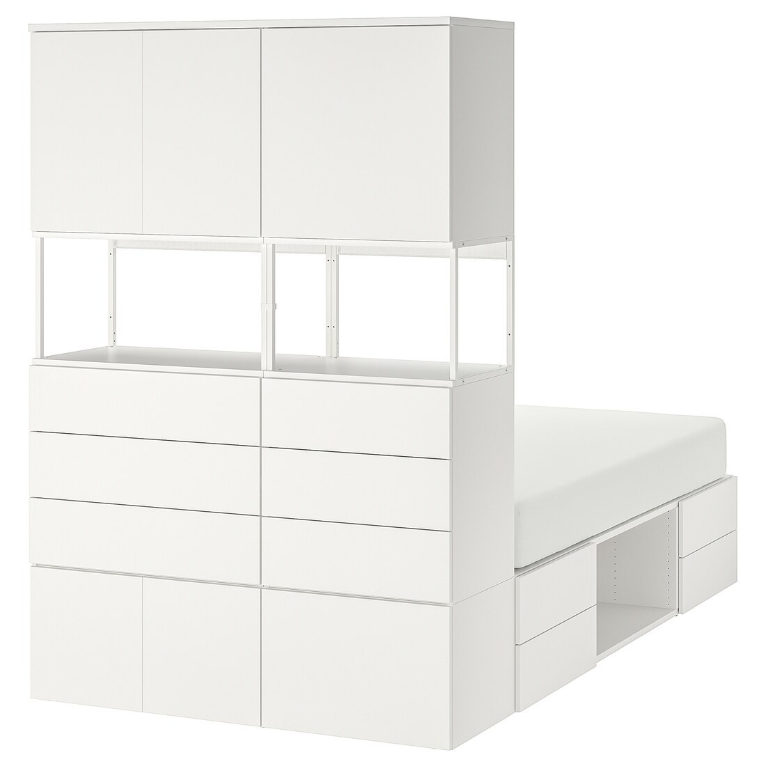 IKEA PLATSA ПЛАТСА Кровать / 6 дверей + 12 ящиков, белый / Fonnes, 140x244x203 cм 09324284 093.242.84