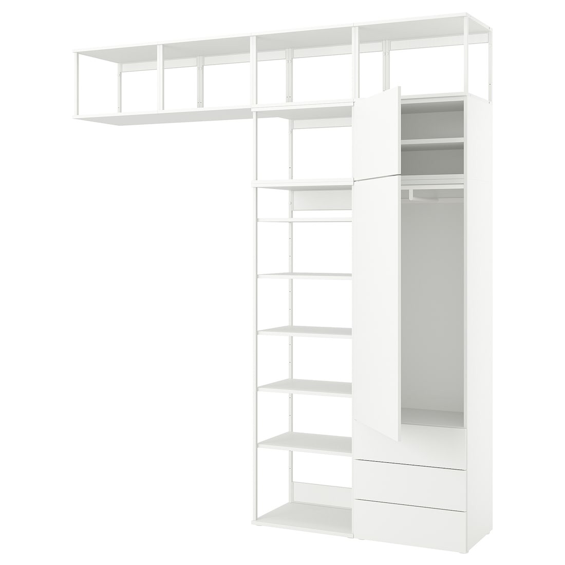 IKEA PLATSA ПЛАТСА Гардероб 2-дверный + 3 ящика, белый / Fonnes белый, 240x42x261 cм 29437124 | 294.371.24