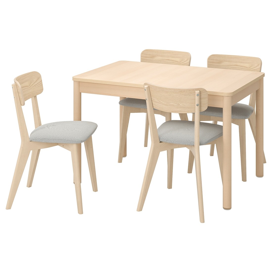 IKEA RÖNNINGE / LISABO Стол и 4 стула, березовый ясень / Tallmyra белый / черный, 118/173 см 19554929 | 195.549.29