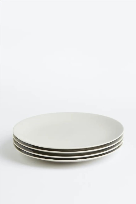 H&M Home Фарфоровая тарелка, 4 шт., светло-бежевый 1143161003 | 1143161003
