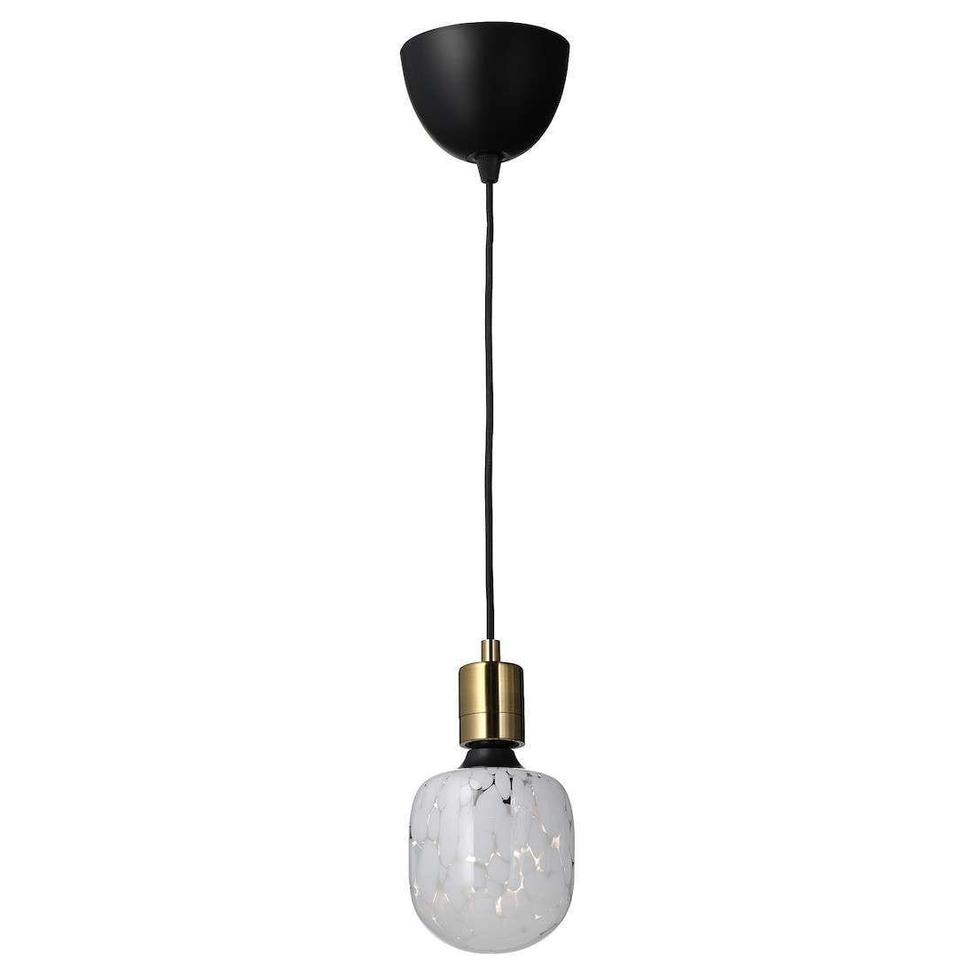 IKEA SKAFTET / MOLNART Подвесной светильник с лампочкой, Латунное покрытие/трубчатое белое/прозрачное стекло, 120 мм 39494562 394.945.62