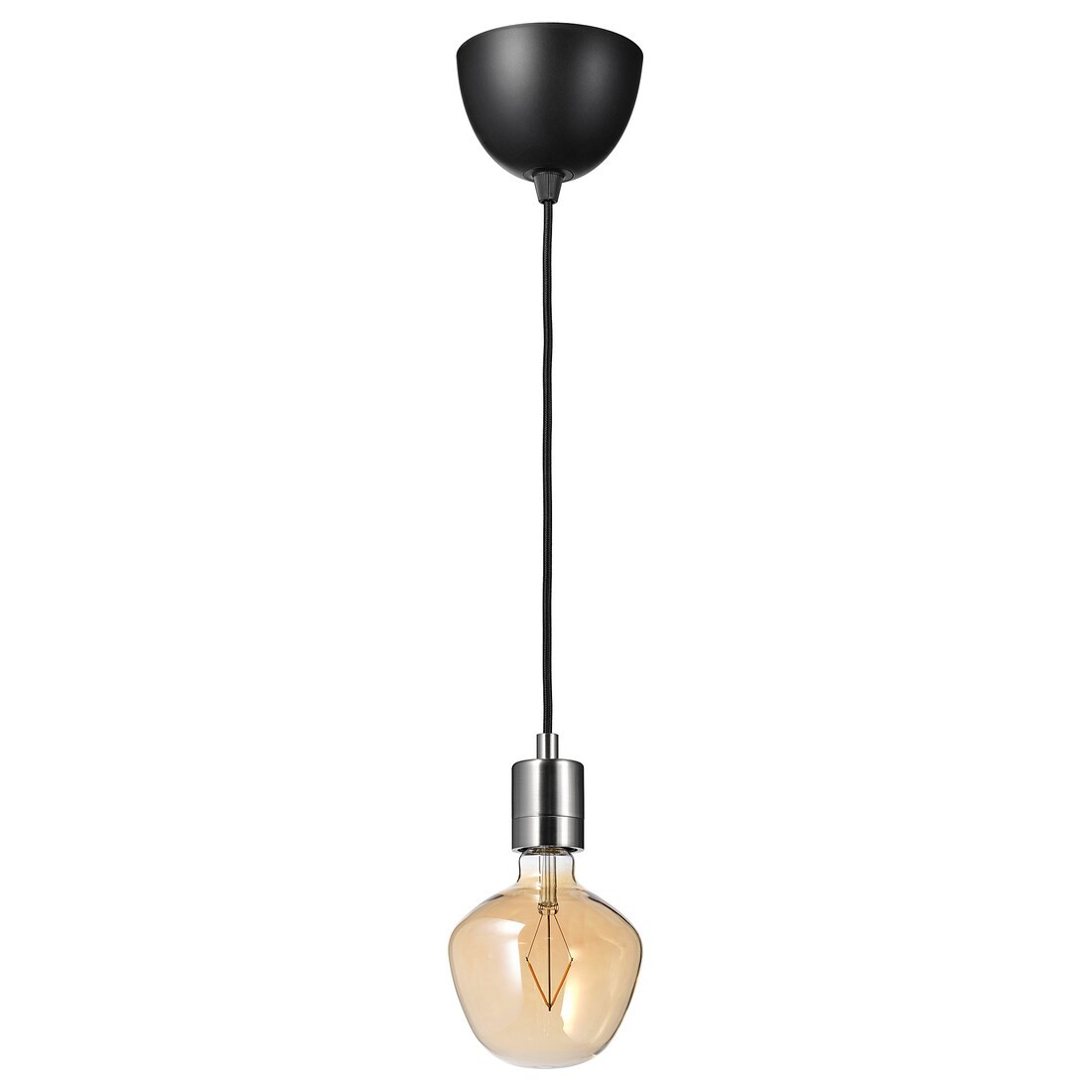 IKEA SKAFTET / MOLNART Подвесной светильник с лампочкой, форма колокола / коричневое прозрачное стекло 89491288 894.912.88