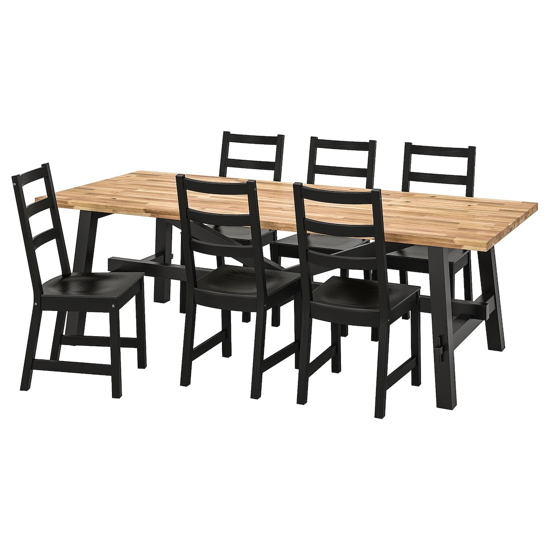 IKEA SKOGSTA / NORDVIKEN Стол и 6 стульев, акация / черный, 235x100 см 69482690 694.826.90