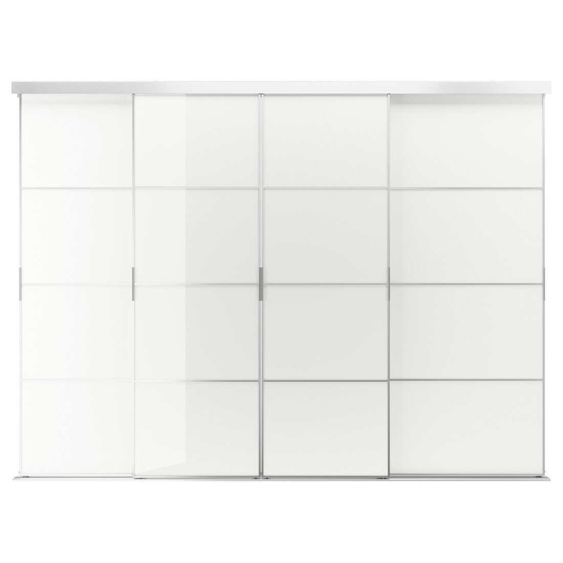IKEA SKYTTA / FÄRVIK Комбинация раздвижных дверей, алюминий/белое стекло, 326x240 см 39424041 | 394.240.41