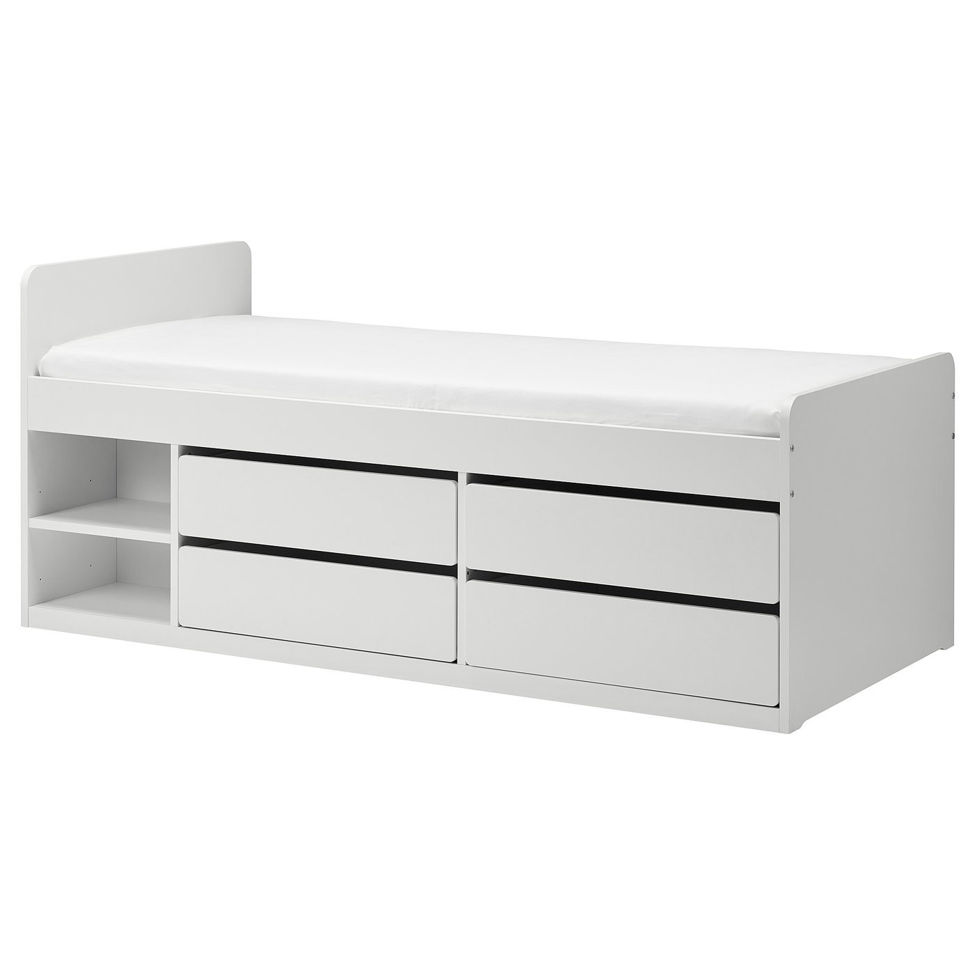 IKEA SLÄKT СЛЕКТ Ліжко з відділ для зберігання, білий, 90x200 см 10362977 | 103.629.77