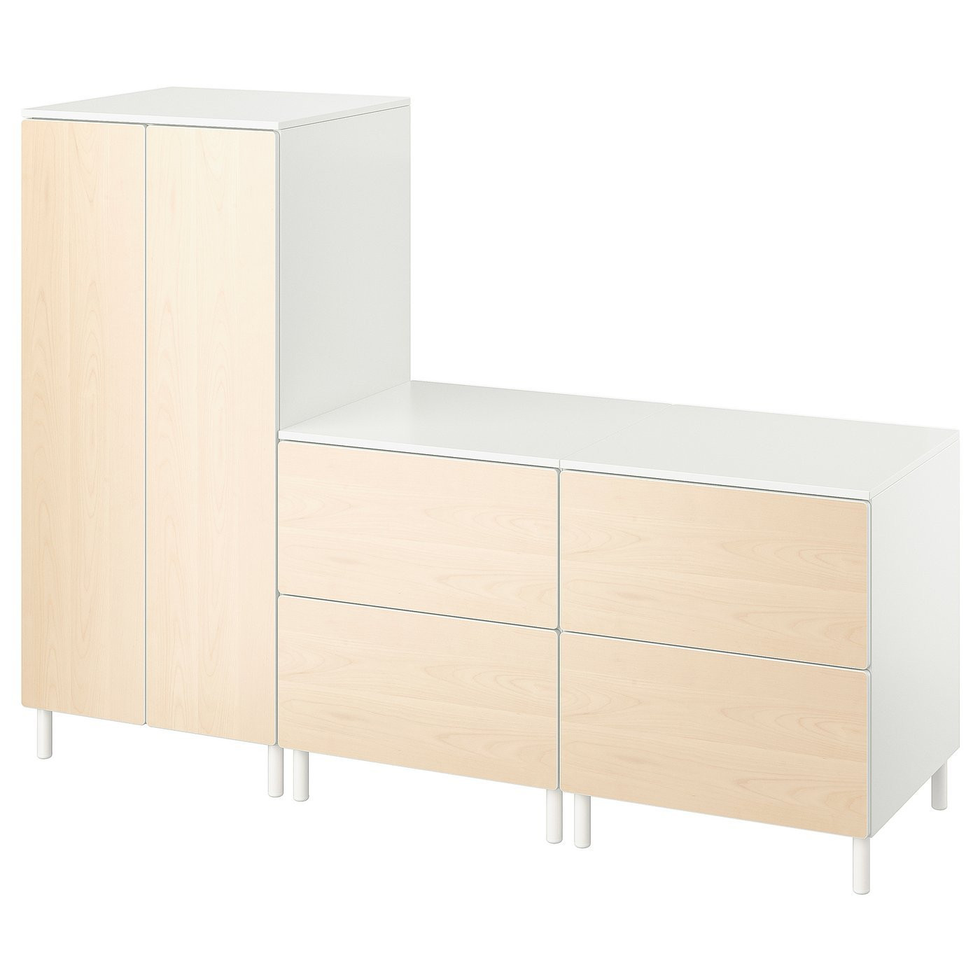 IKEA SMÅSTAD СМОСТАД / PLATSA ПЛАТСА Гардероб, білий береза/з 2 комодами, 180x57x133 см 49485029 | 494.850.29