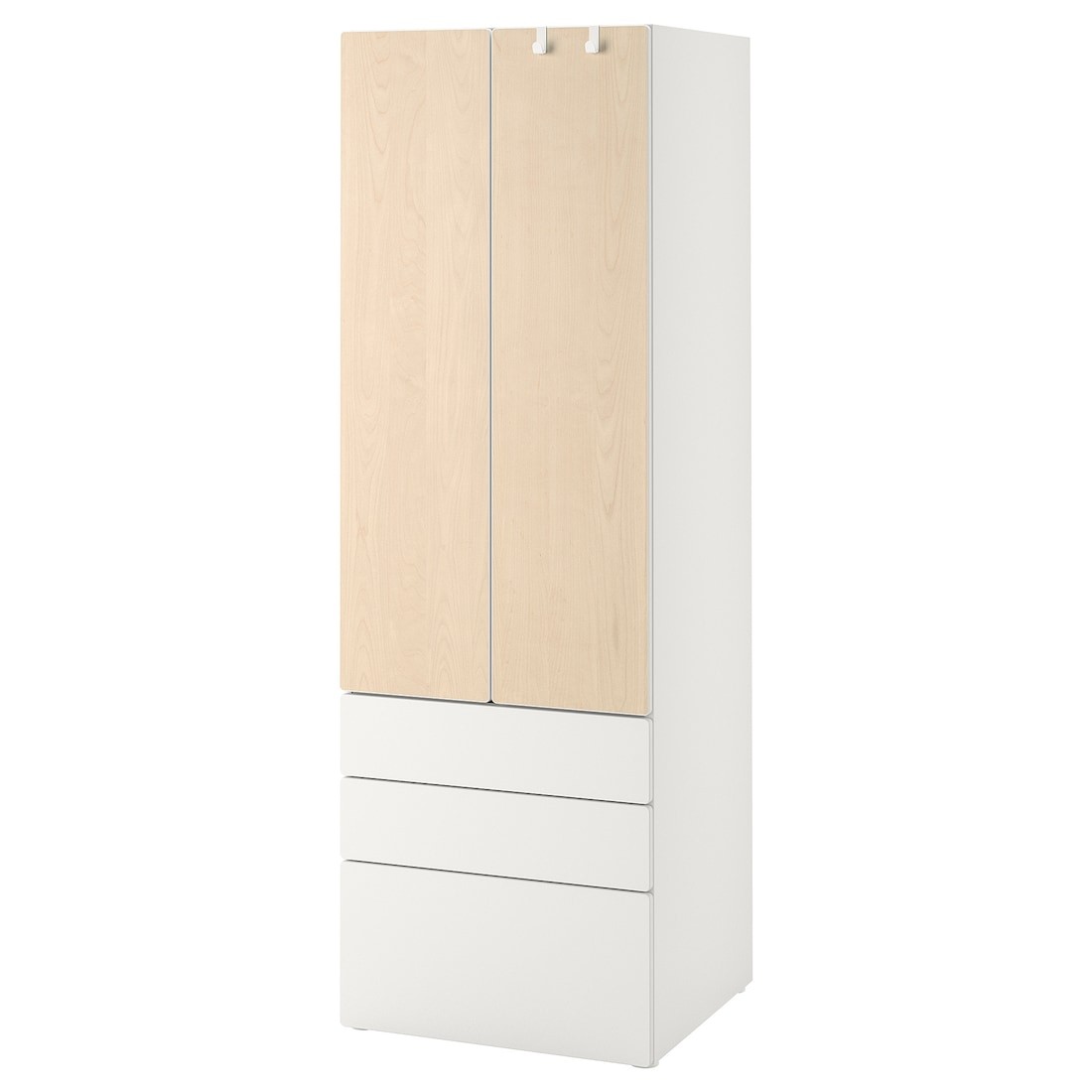 IKEA SMÅSTAD СМОСТАД / PLATSA ПЛАТСА Шкаф, белый / береза с 3 ящиками, 60x57x181 см 39430853 394.308.53