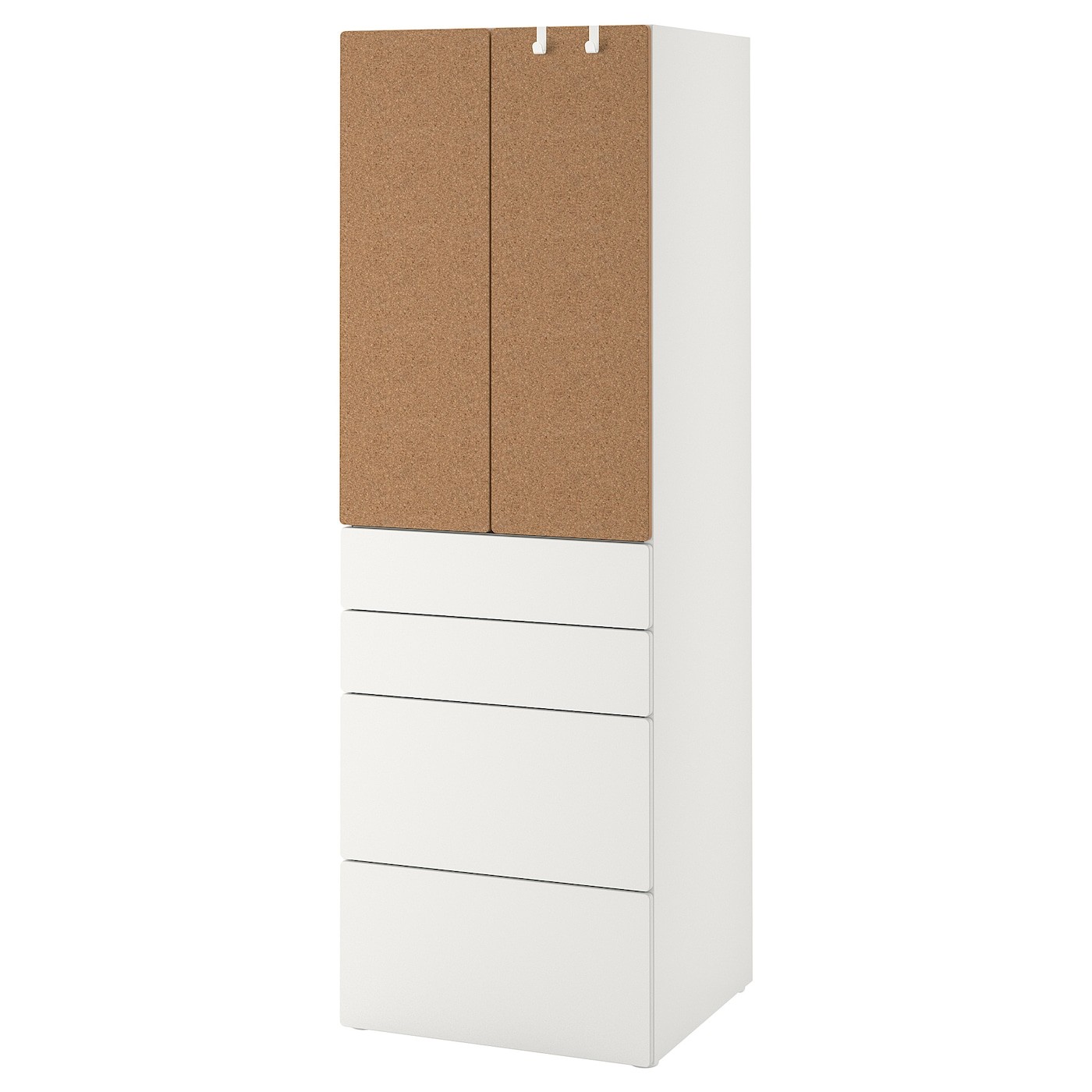 IKEA SMÅSTAD СМОСТАД / PLATSA ПЛАТСА Шкаф, белый пробка / с 4 ящиками, 60x42x181 см 79426383 794.263.83
