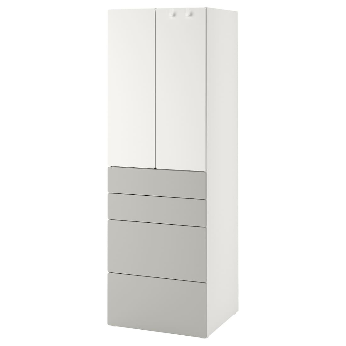 IKEA SMÅSTAD СМОСТАД / PLATSA ПЛАТСА Шкаф, белый серый / с 4 ящиками, 60x42x181 см 09426372 094.263.72