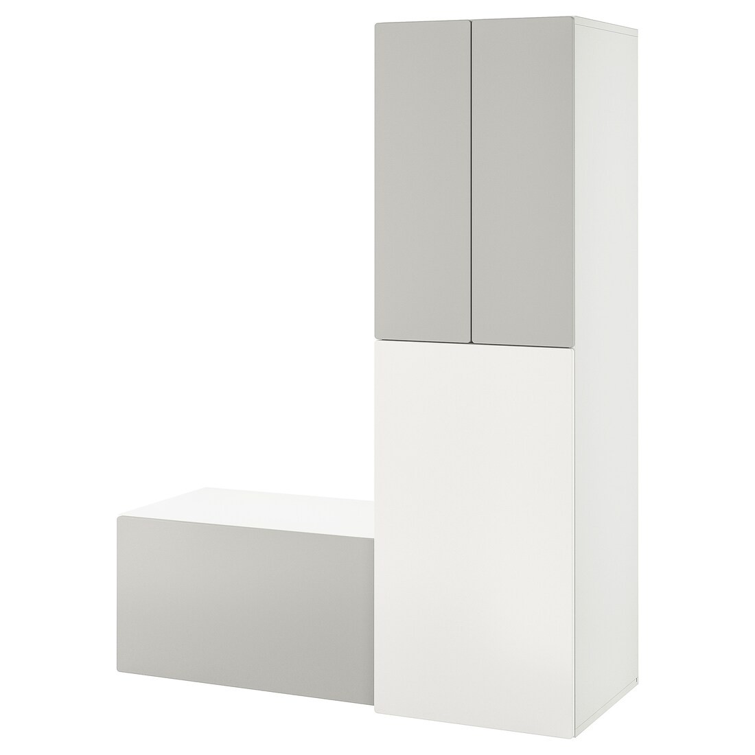 IKEA SMÅSTAD СМОСТАД Гардероб с выдвижным модулем, белый серый / со скамьей для хранения, 150x57x196 cм 69483816 694.838.16
