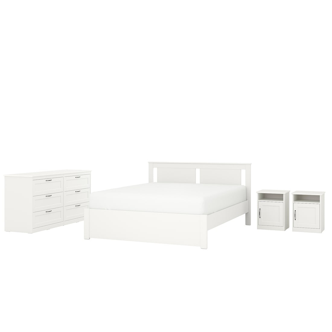 IKEA SONGESAND СОНГЕСАНД Набор мебели для спальни 4 шт, белый, 160x200 см 19483395 | 194.833.95