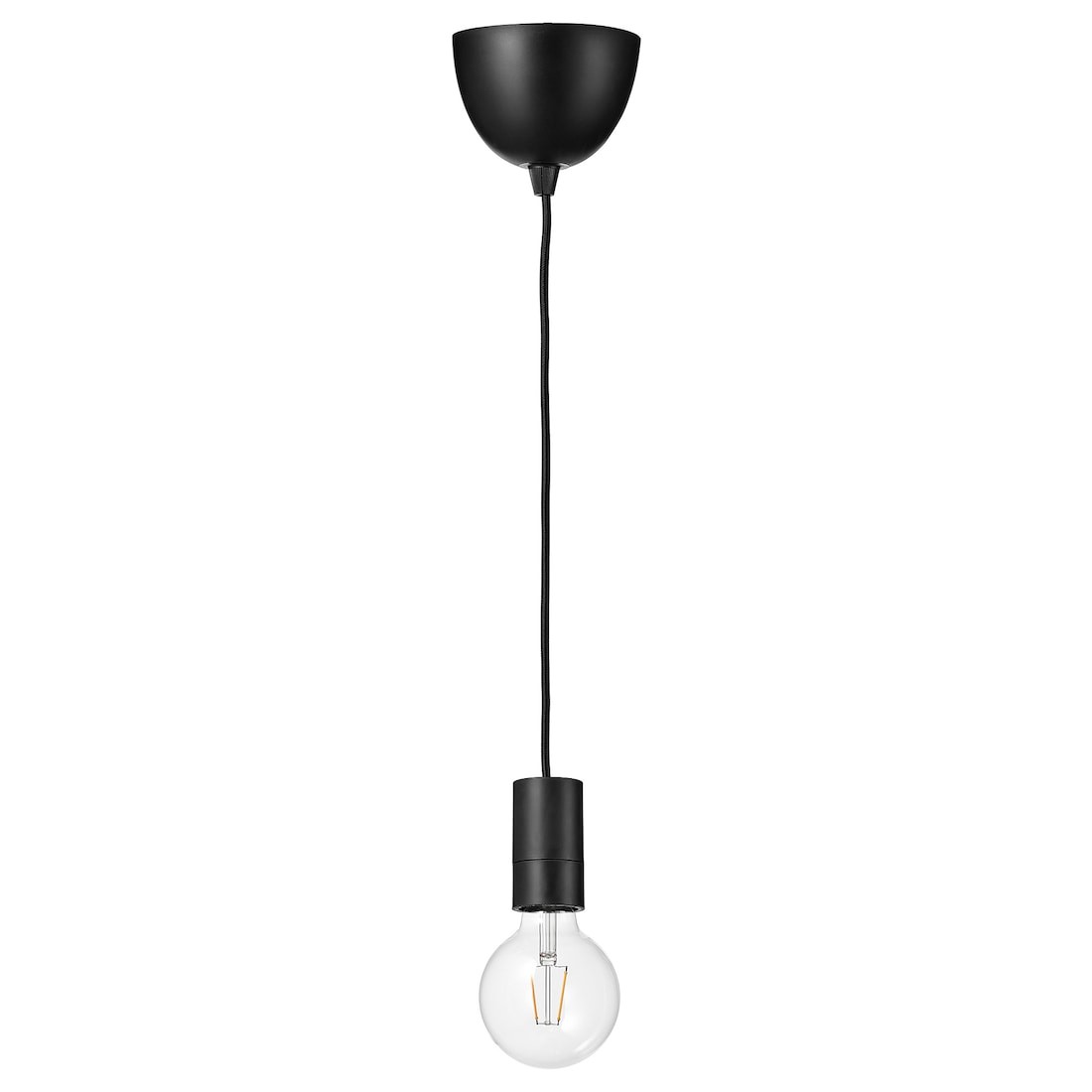 IKEA SUNNEBY / LUNNOM Подвесной светильник с лампочкой, черная сфера / прозрачная 79491199 | 794.911.99