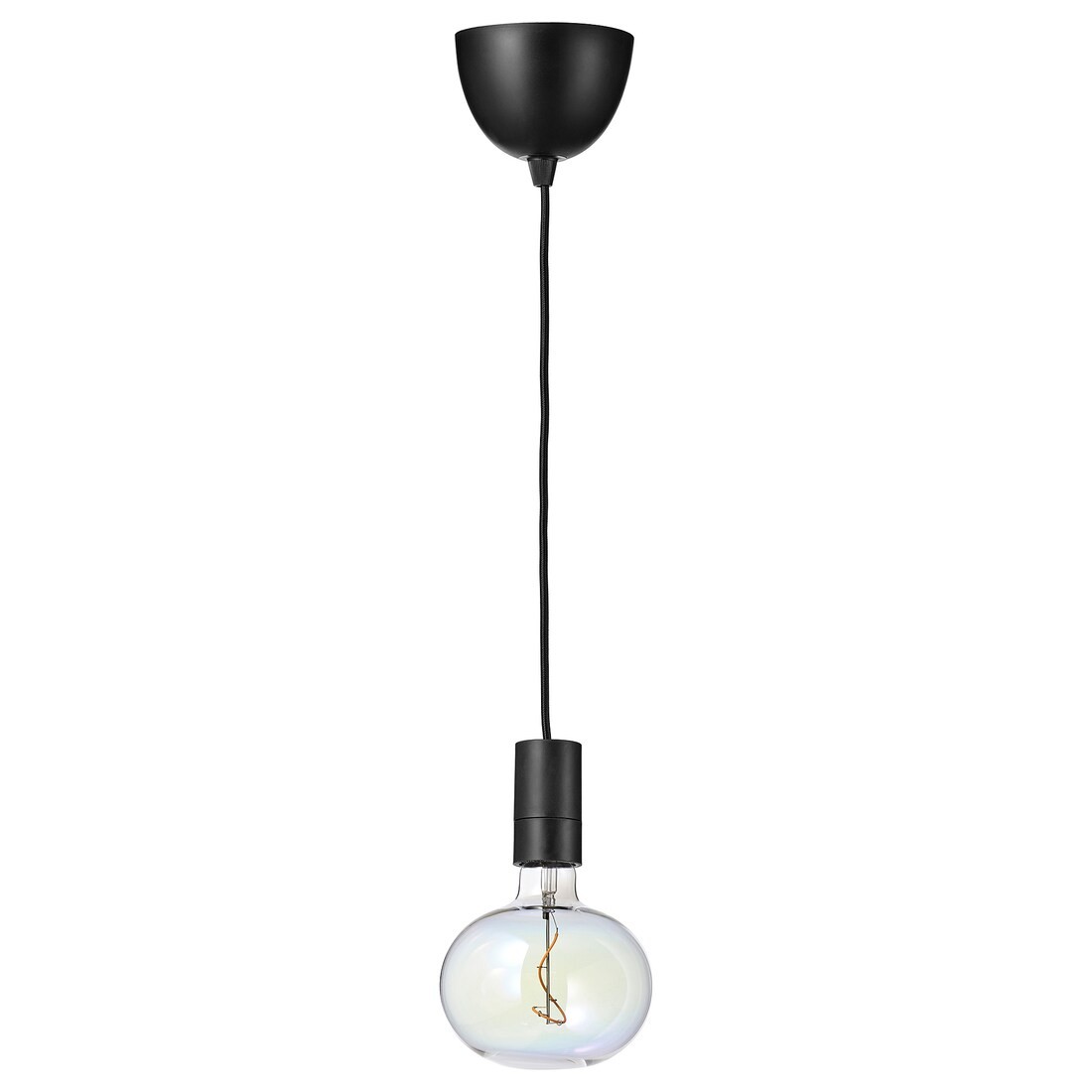 IKEA SUNNEBY СУННЕБЮ / MOLNART Подвесной светильник с лампочкой, черный / в виде эллипса разноцветный 39491356 | 394.913.56
