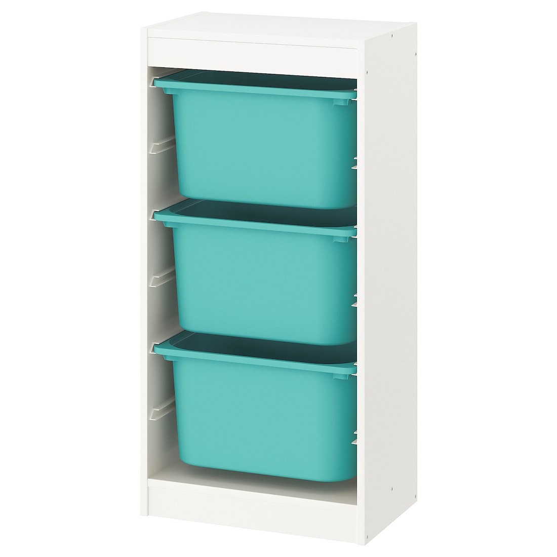 IKEA TROFAST Комбинация для хранения + контейнеры, белый / бирюзовый, 46x30x94 см 49533313 | 495.333.13