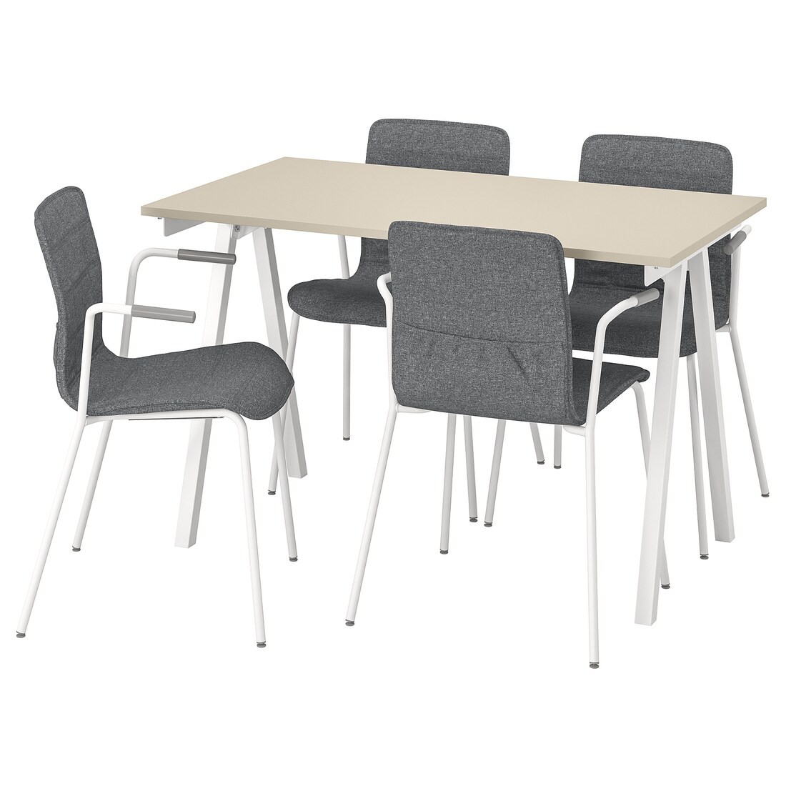IKEA TROTTEN / LÄKTARE Конференц-стол со стульями, Бежево-белый/средне-серый, 120x70 см 59552551 595.525.51
