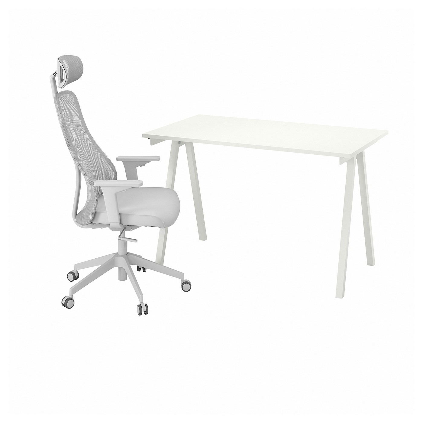 IKEA TROTTEN / MATCHSPEL Письменный стол и стул, белый / светло-серый 49537698 495.376.98