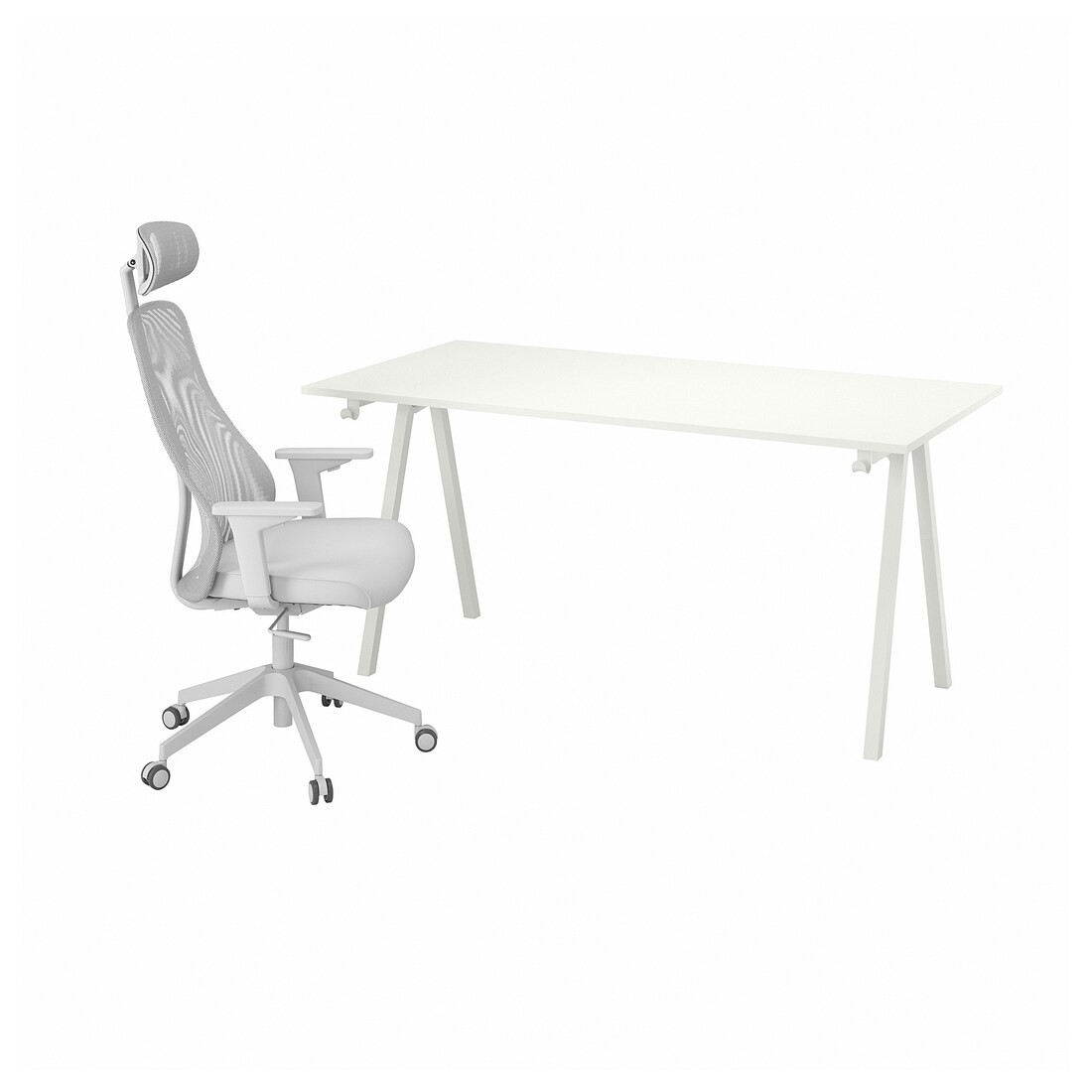 IKEA TROTTEN / MATCHSPEL Письменный стол и стул, белый / светло-серый 79537786 795.377.86