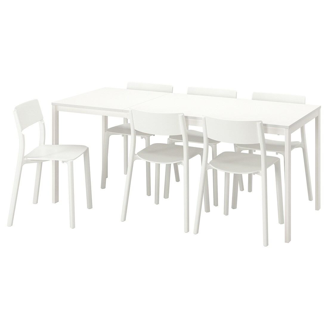 IKEA VANGSTA ВАНГСТА / JANINGE ЯН-ИНГЕ Стол и 6 стульев, белый / белый, 120/180 см 09483032 094.830.32