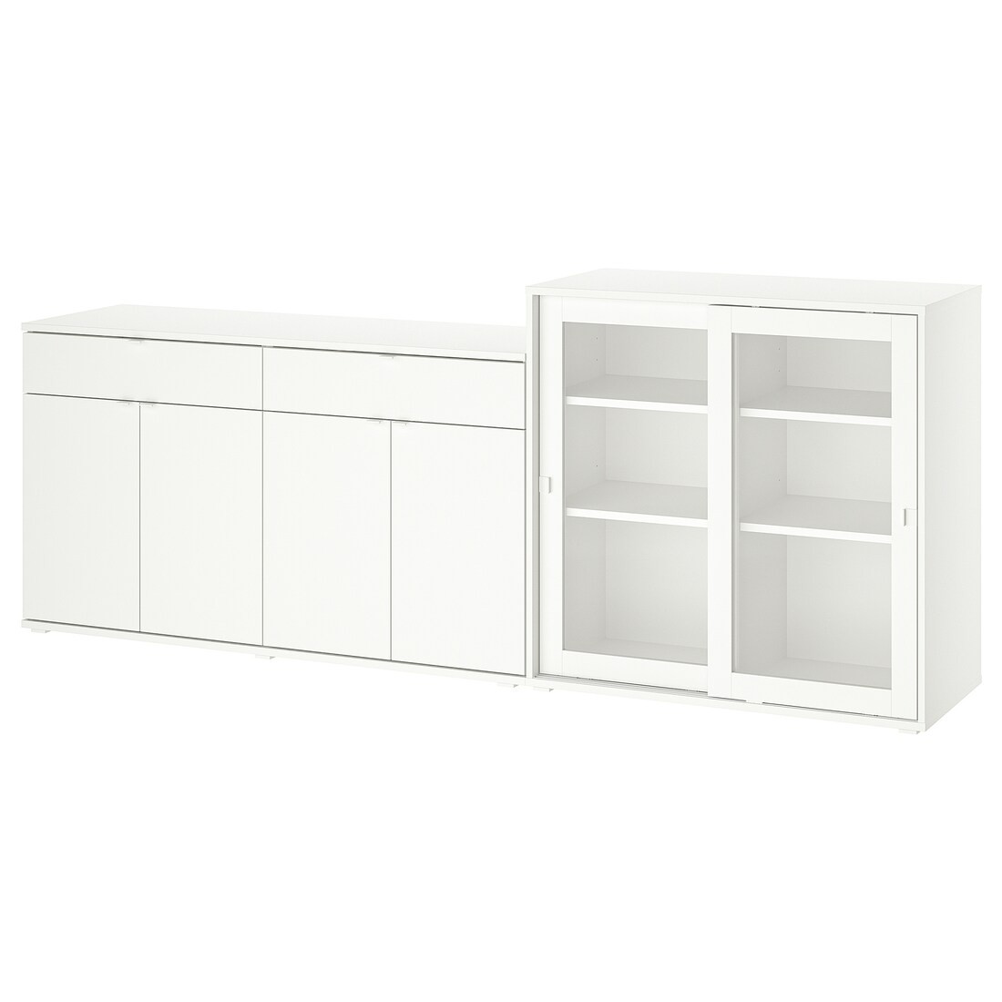 IKEA VIHALS Стеллаж / стеклянные двери, белый / прозрачное стекло, 235x37x90 см 29521207 295.212.07